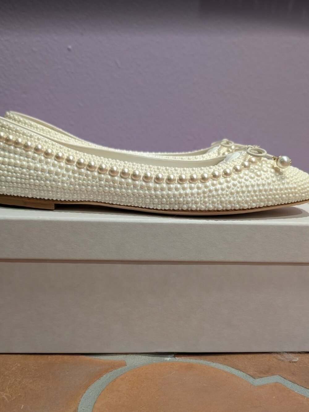 Jimmy Choo Elme Pearl-Embellished Ballerina Shoes 41 - Picture 3 of 7